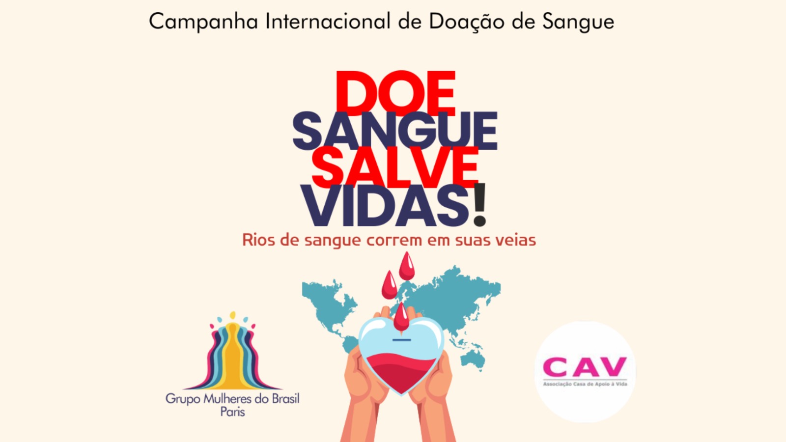 Cartaz da Campanha Internacional de Doação de Sangue: Doe Sangue, Salve Vidas