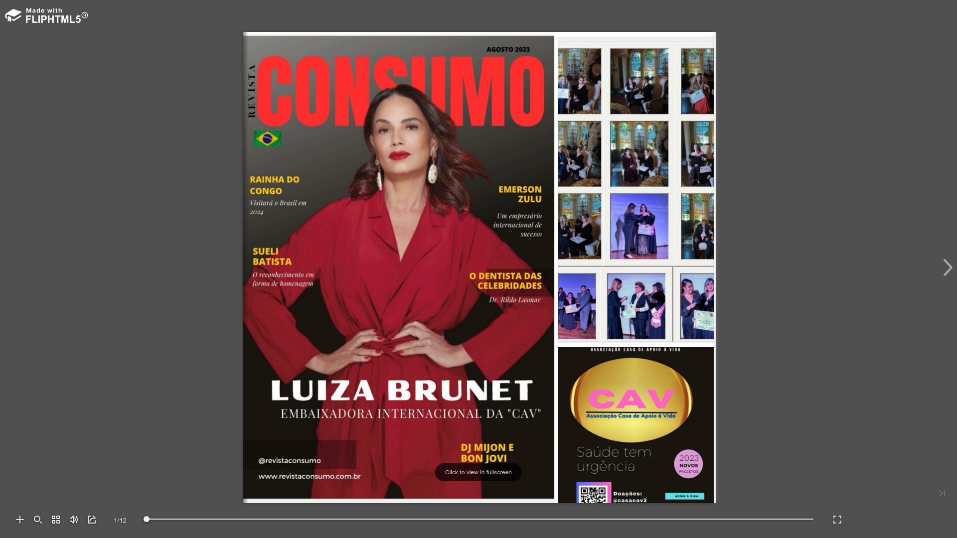 Capa da revista Consumo com Luiza Brunet como embaixadora internacional da CAV